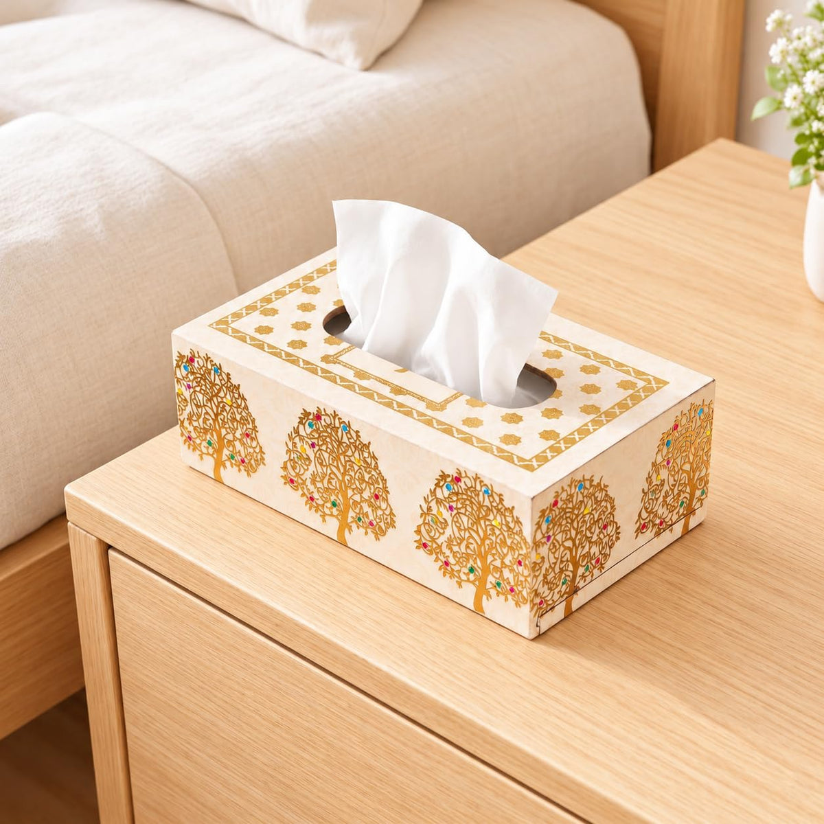 HOKIPO Tissue Box Holder, Rectangle, Engineered Wood, Noir Chevron - image 9