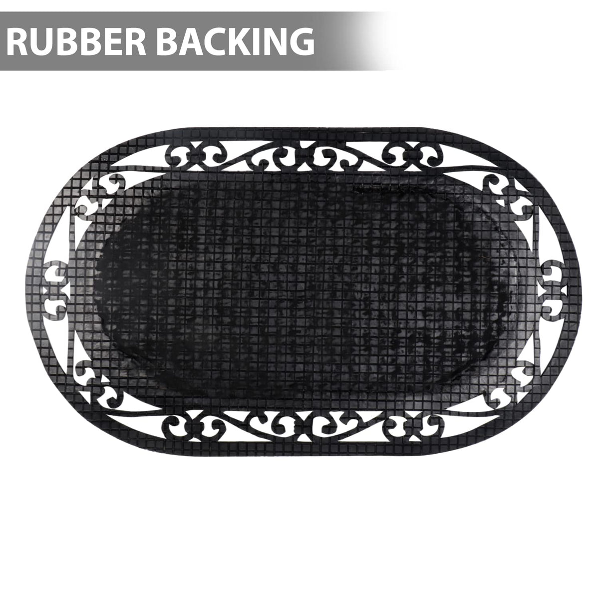 Natural Rubber Coir Doormat with Designer Border, Anti-Slip Rubber Backing, 45x75 cm