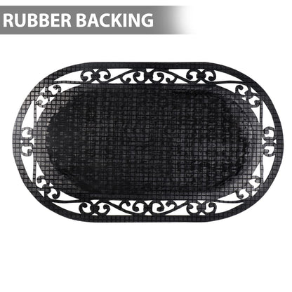Natural Rubber Coir Doormat with Designer Border, Anti-Slip Rubber Backing, 45x75 cm