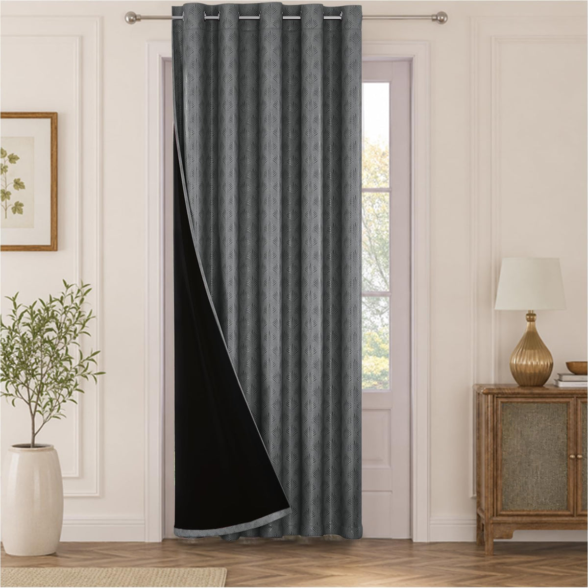 HOKIPO Palmea True Blackout Curtains, 7 Feet Long - Grey - image 2