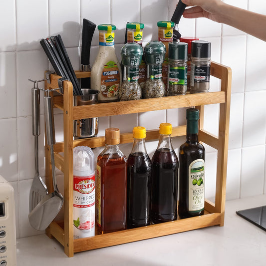 2 Tier Spice Rack Organizer for Kitchen Platform Counter Top Rack Storage Shelf Stand