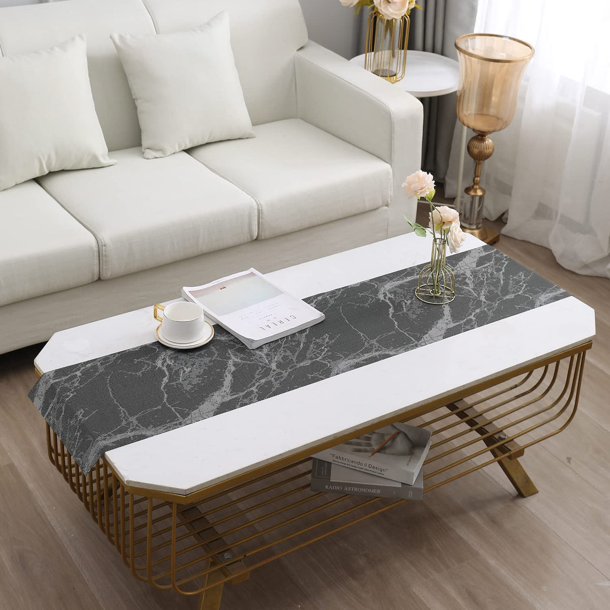 Buy Abstract Black Colour PVC Runner for Coffee & Center Table​ | HOKIPO