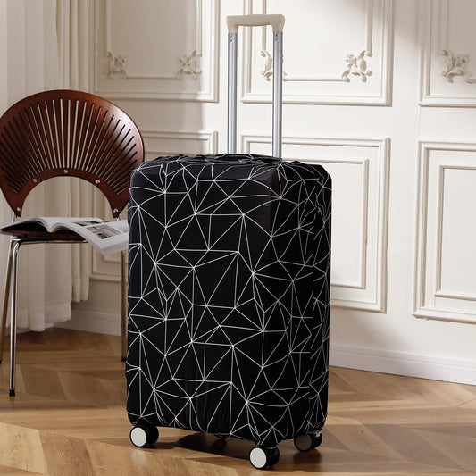 Durable 180 GSM Suitcase Covers S/M/L -Size for Trolley Suitcase, Black Geometric Abstract