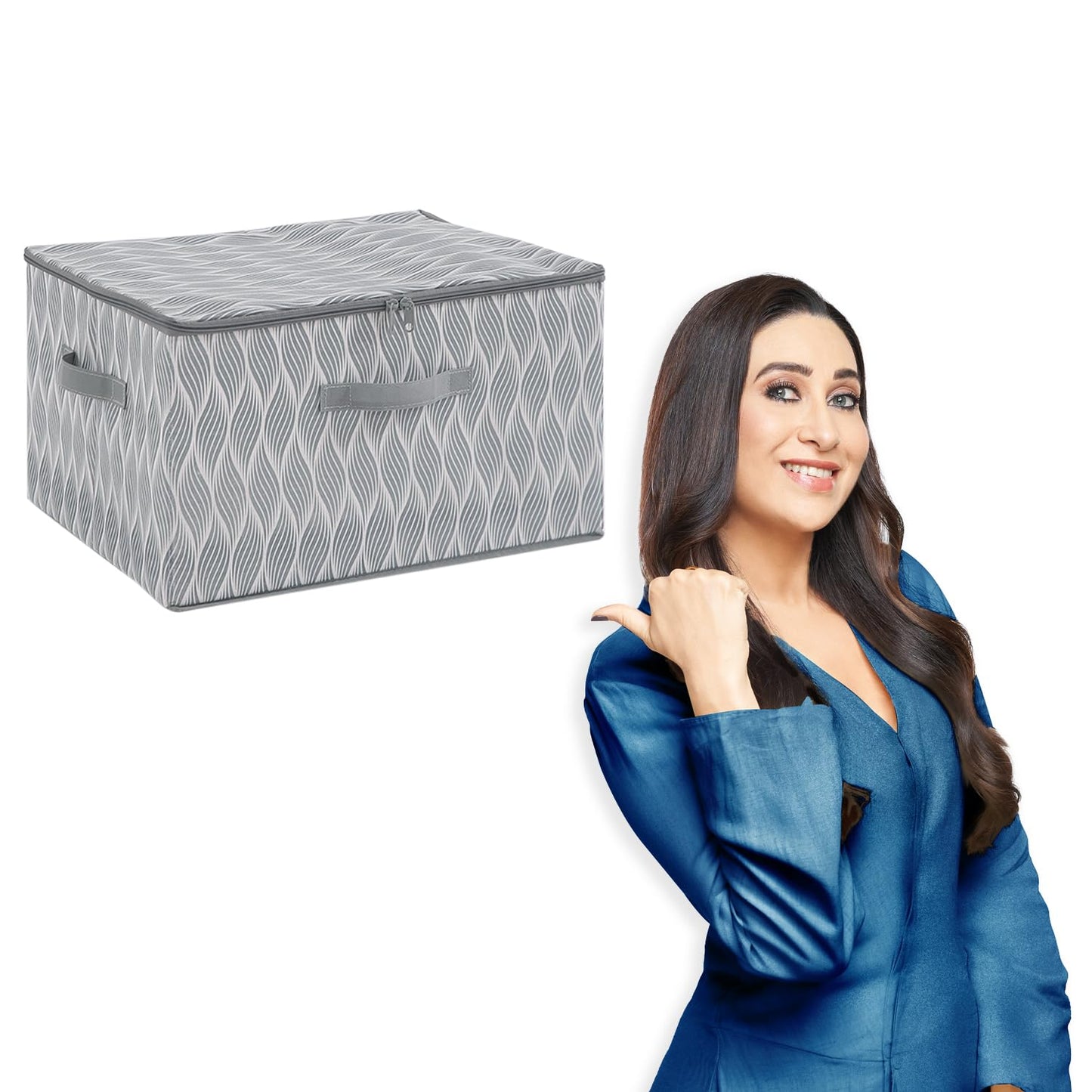 Foldable Clothes Organizer Box | Durable Non-Woven Storage with Zipper & Handle