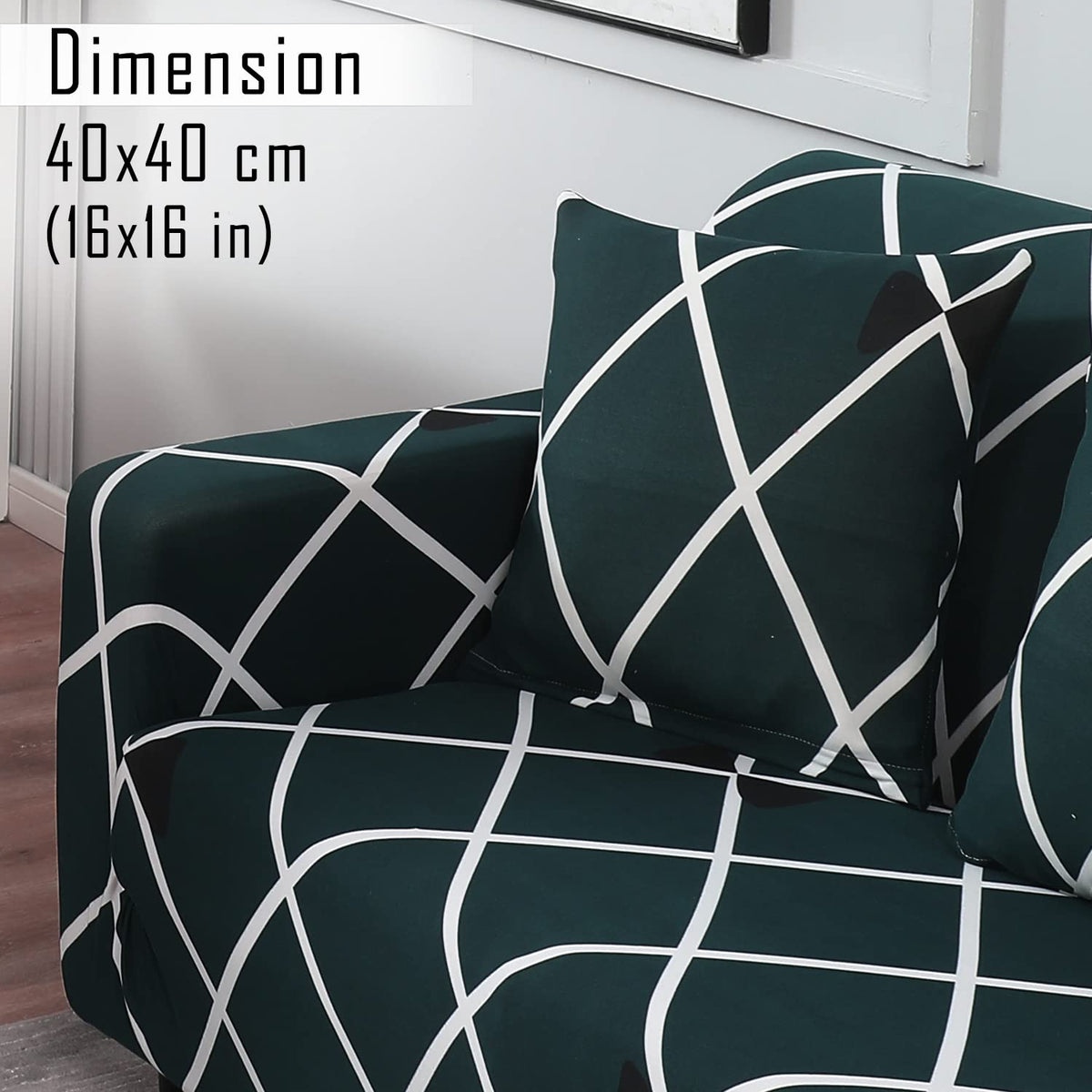 Teal Diamond print zippered sofa cushion covers set of 2