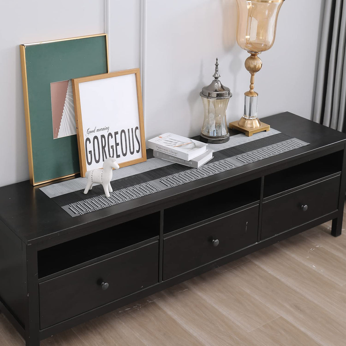 Buy Solid Grey Colour PVC Runner for Side Tables | HOKIPO