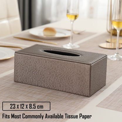 buy brown PU leather tissue paper holder | HOKIPO