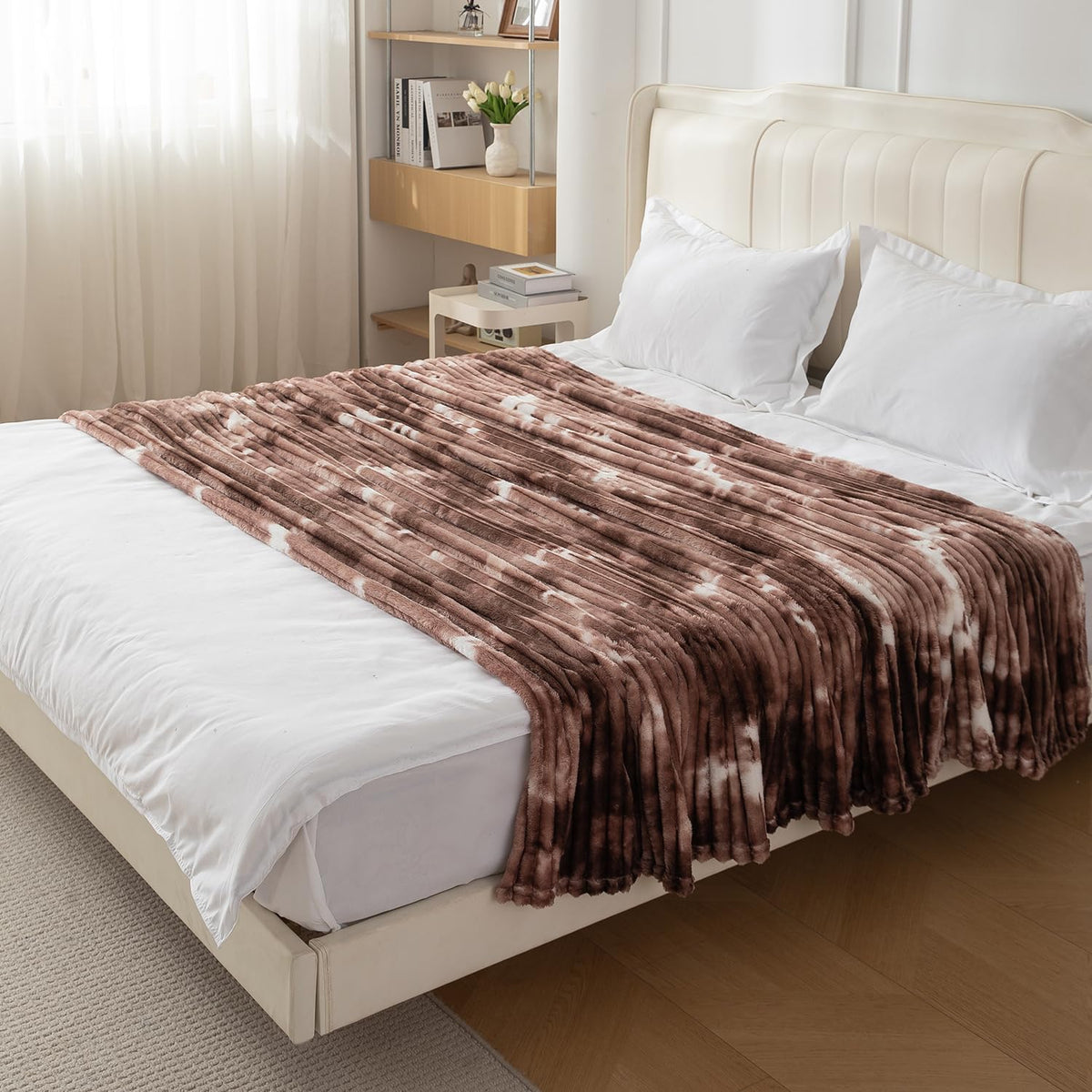 Buy Brown Gradient fleece AC blanket for double bed - cozy bedroom | HOKIPO