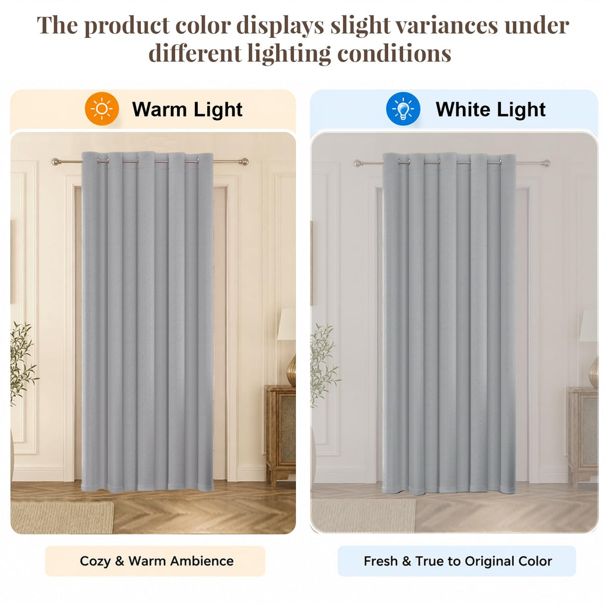 HOKIPO Atmosphere Dimout Curtains, 7 Feet Long - Mist Grey - image 6