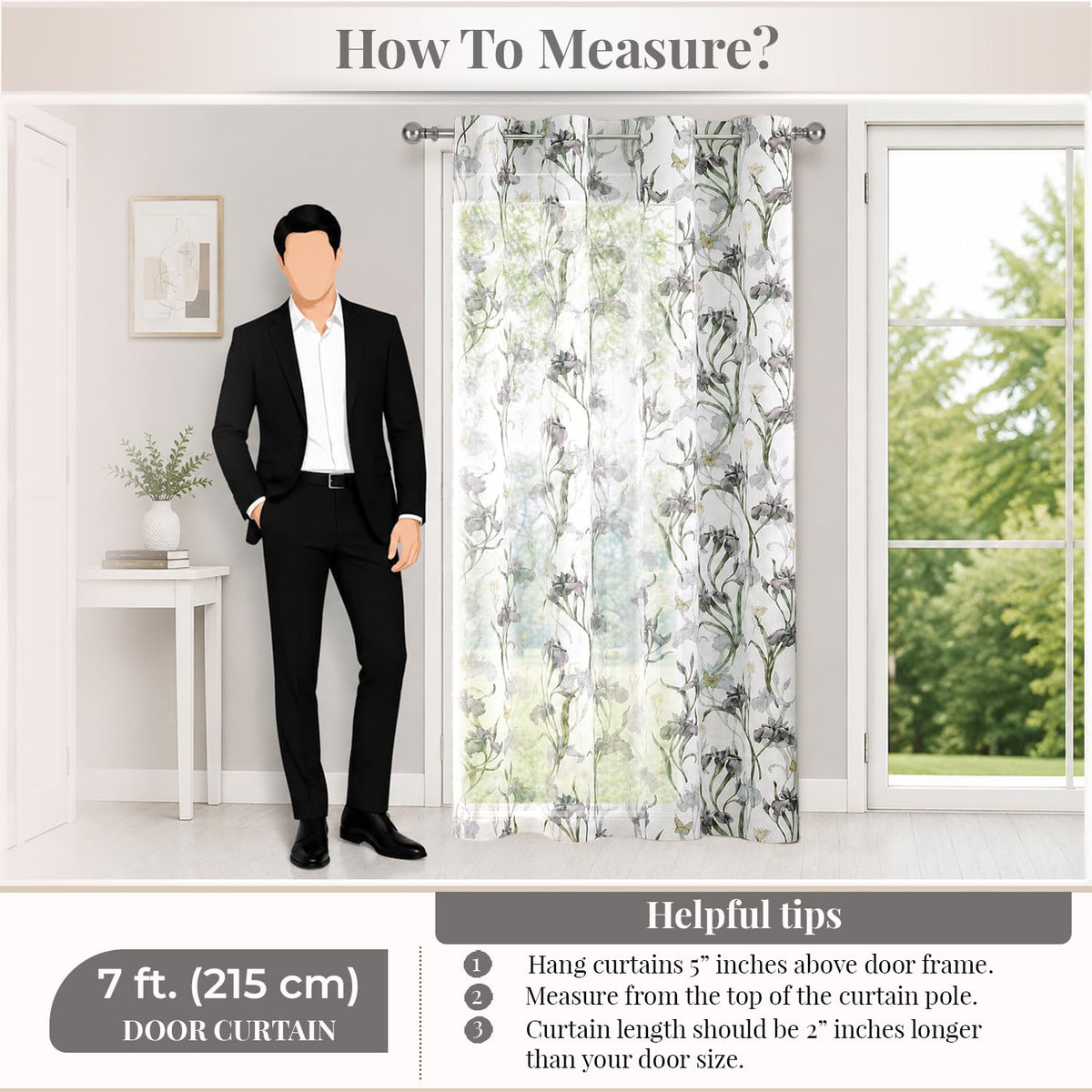 HOKIPO Iris Sheer Curtains, 7 Feet Long - Purple - image 7