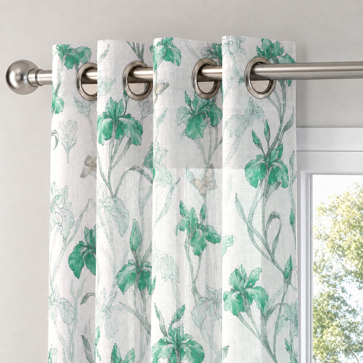 HOKIPO Iris Sheer Curtains, 7 Feet Long - Green - image 6