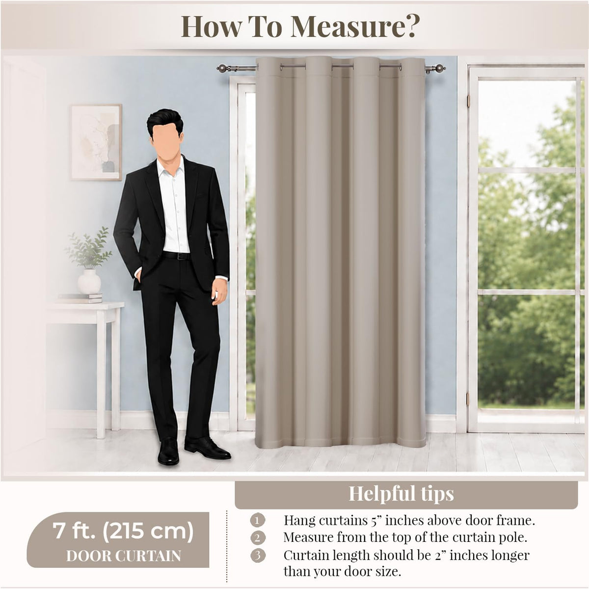 HOKIPO Midnight True Blackout Curtains, 7 Feet Long - Beige - image 5