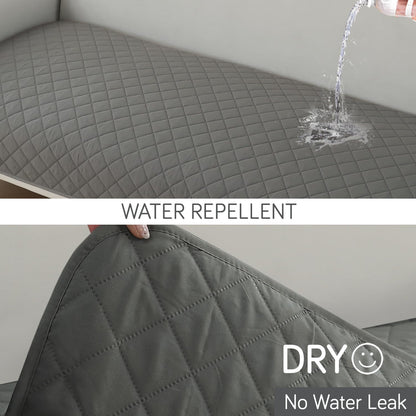 HOKIPO Waterproof Quilted Quick Dry L Shape Sofa Seat Cover Mat, Light Grey