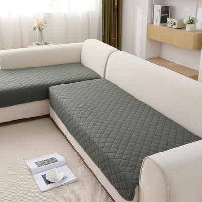 HOKIPO Waterproof Quilted Quick Dry L Shape Sofa Seat Cover Mat, Light Grey