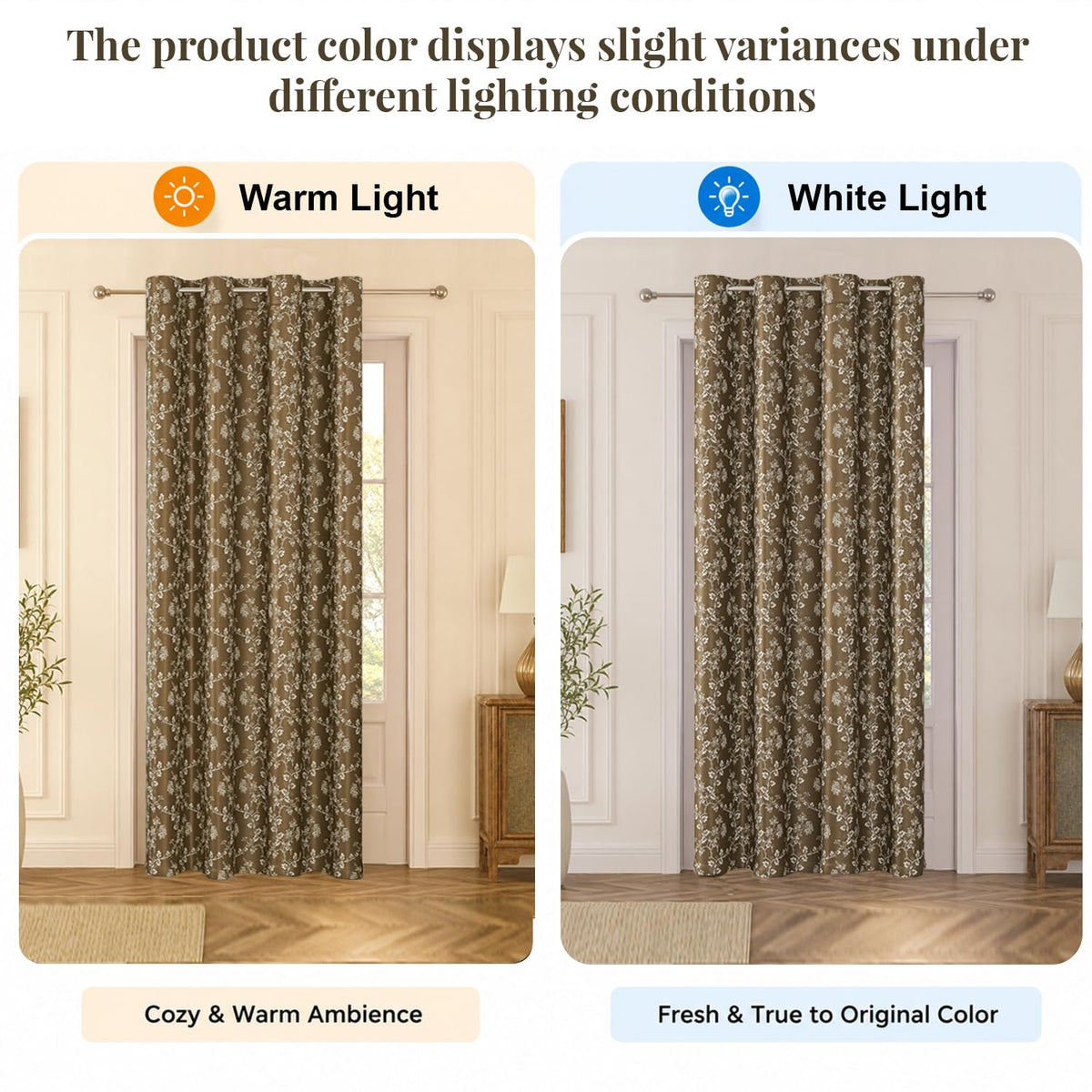 HOKIPO Bahaar Eyelet Curtains, 7 Feet Long - Mocha Brown - image 6