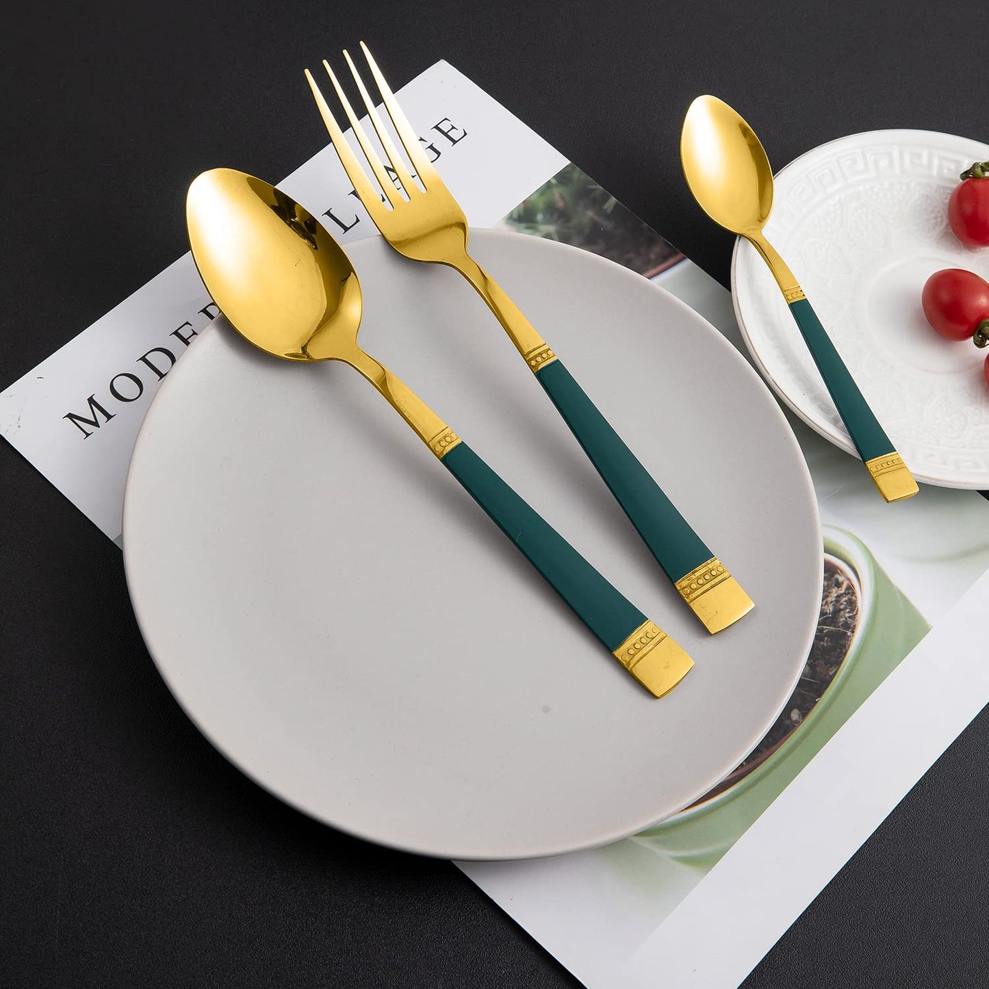 Cutlery Set of 18 / 24 Pcs Stainless Steel Flatware Set, Mirror Finish - Gold