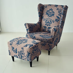 Stretchable 140 GSM Footstool Cover, Light Coffee Lotus Damask