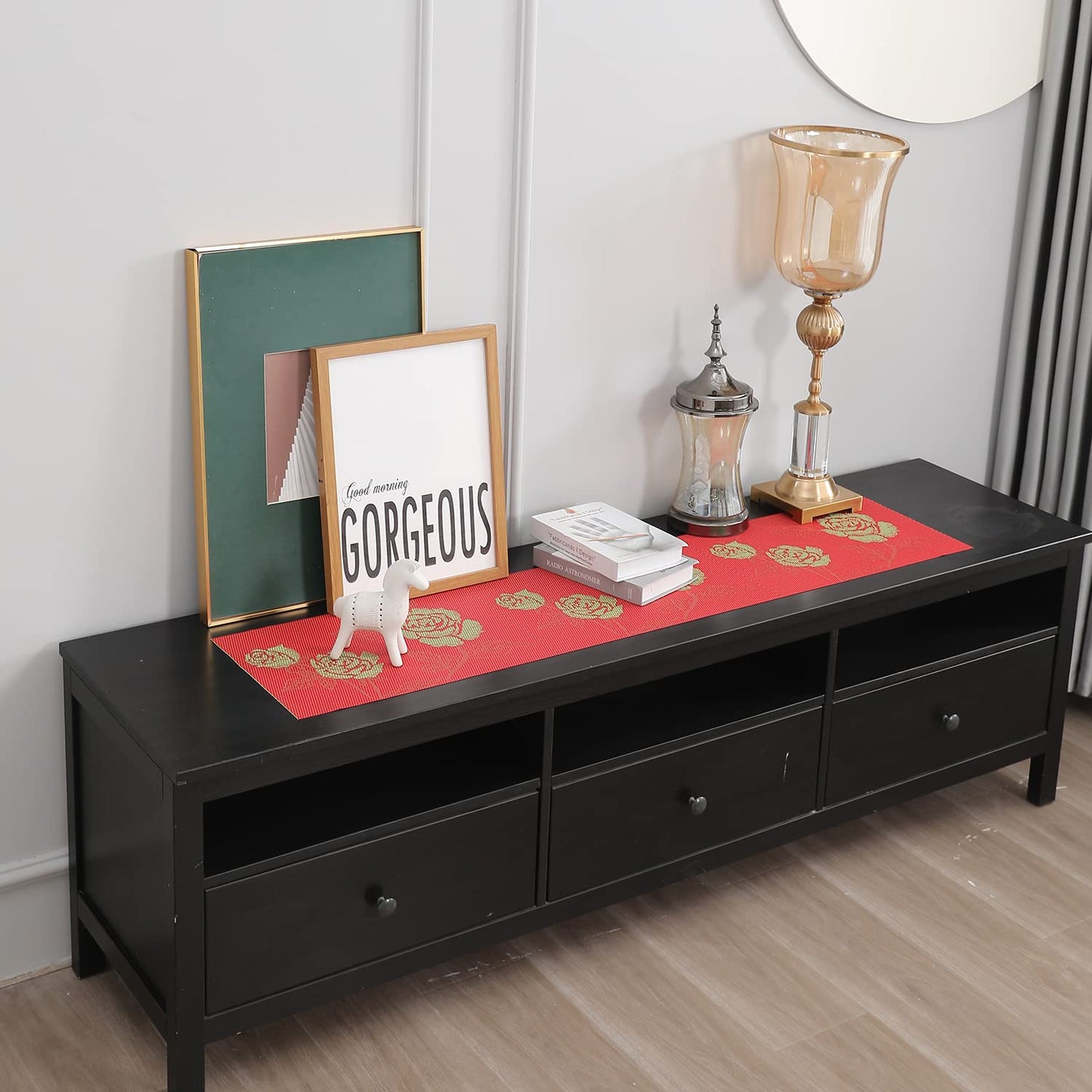 PVC Table Runner Dinner and Coffee Table, 30x135 cm, Crimson red