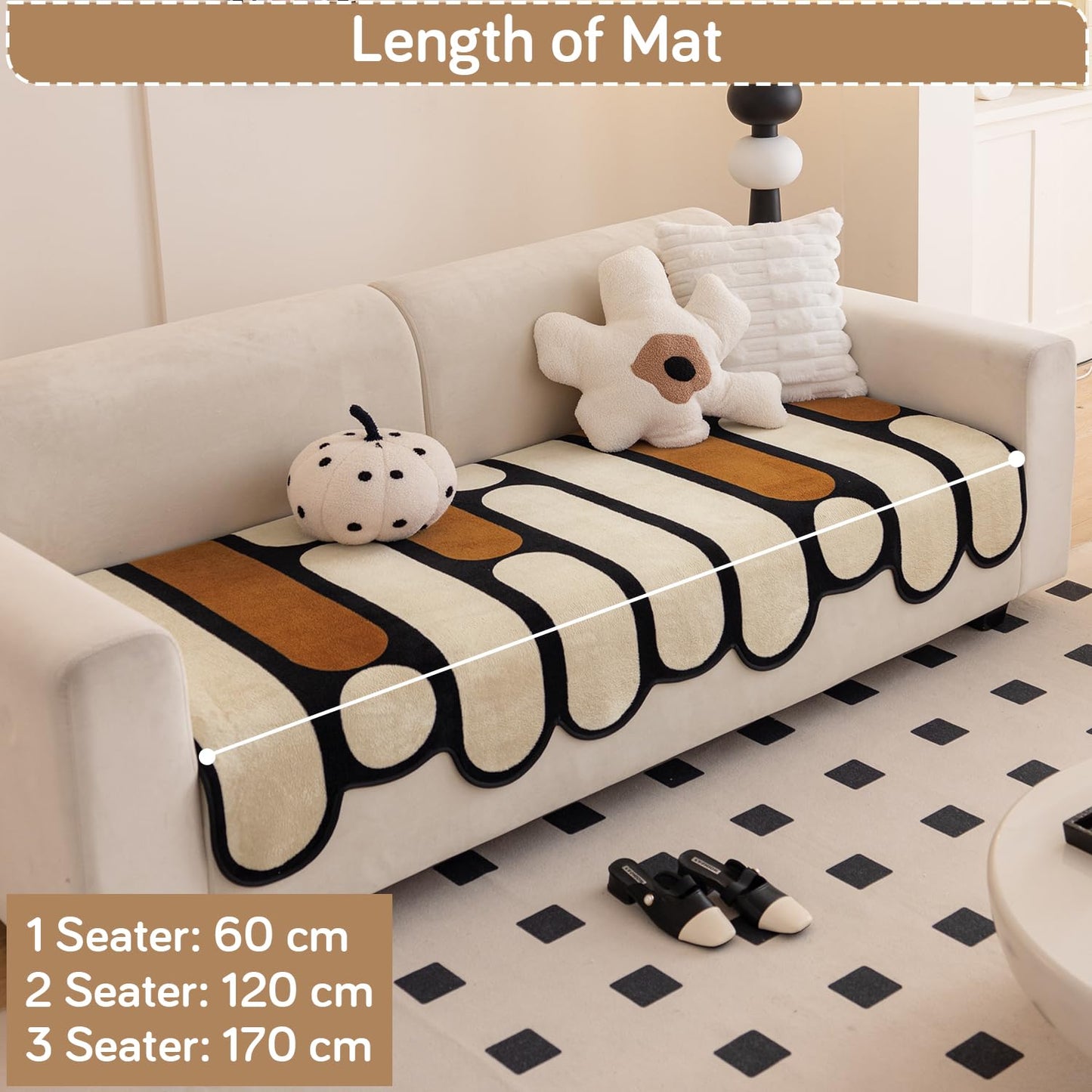 Moderna Curves Anti-Slip Sofa Cover Mat, Oyster Beige