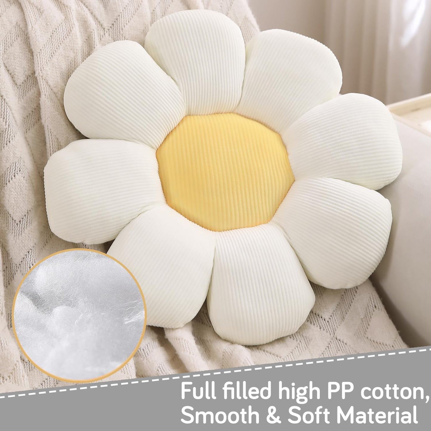 Luxury Flower Plush Decorative Pillow – Ultra-Soft Seating Cushion (42 cm, Swan White)