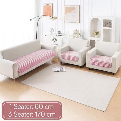 Faux Rabbit Fur Sofa Cover Combination Set, 'Snuggle Fur Series' Soft Pink