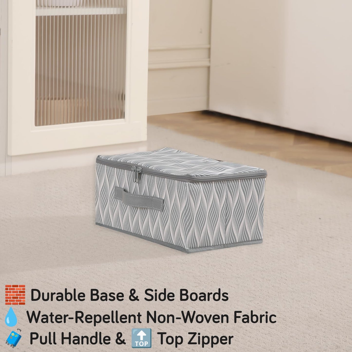 Foldable Clothes Organizer Box | Durable Non-Woven Storage with Zipper & Handle