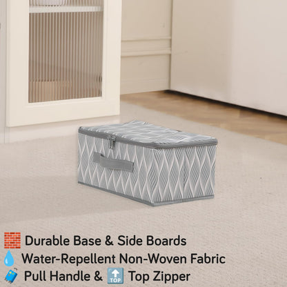 Foldable Clothes Organizer Box | Durable Non-Woven Storage with Zipper & Handle