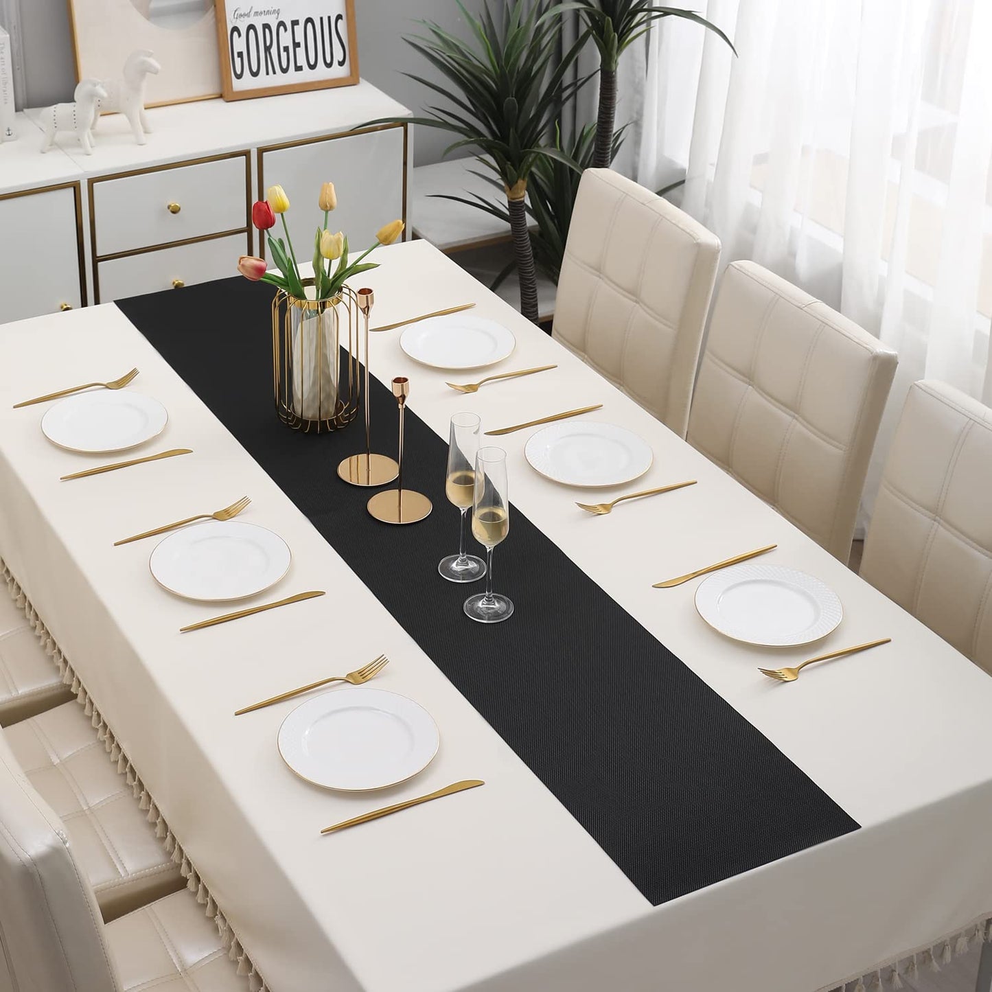 PVC Table Runner, Black