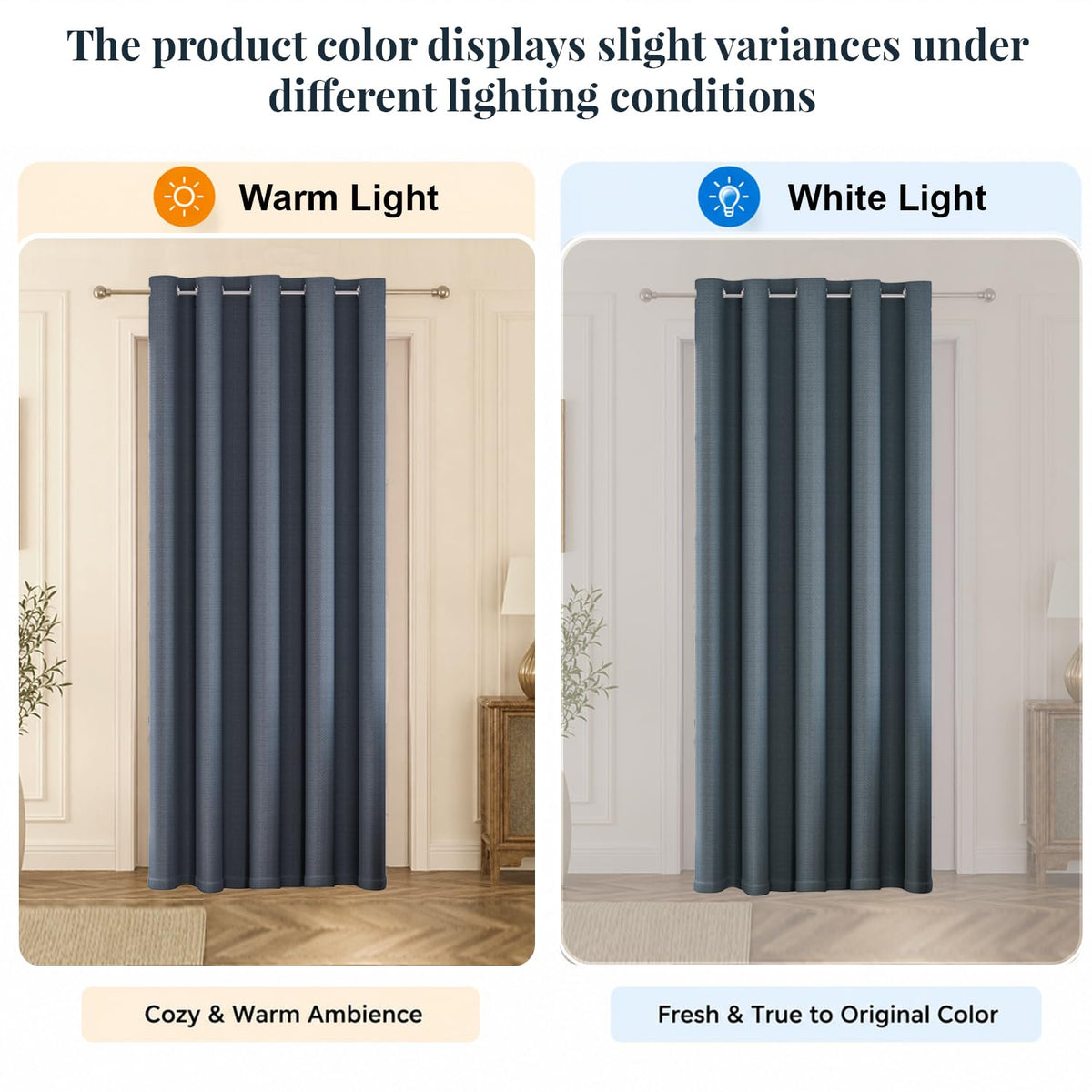 HOKIPO Horizon Dimout Eyelet Curtains, 7 Feet Long - Midnight Blue - image 6