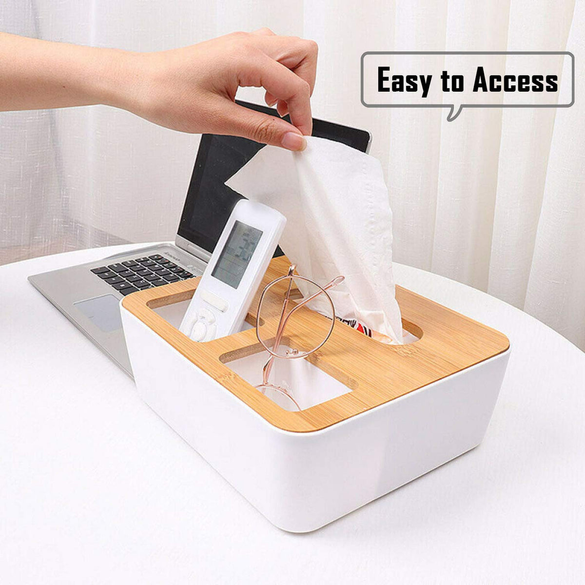 Buy white tissue box with home & office storage box | HOKIPO