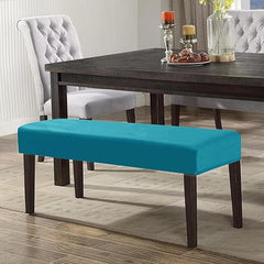 Elastic Fitted Dining Bench Slipcover, Turquoise