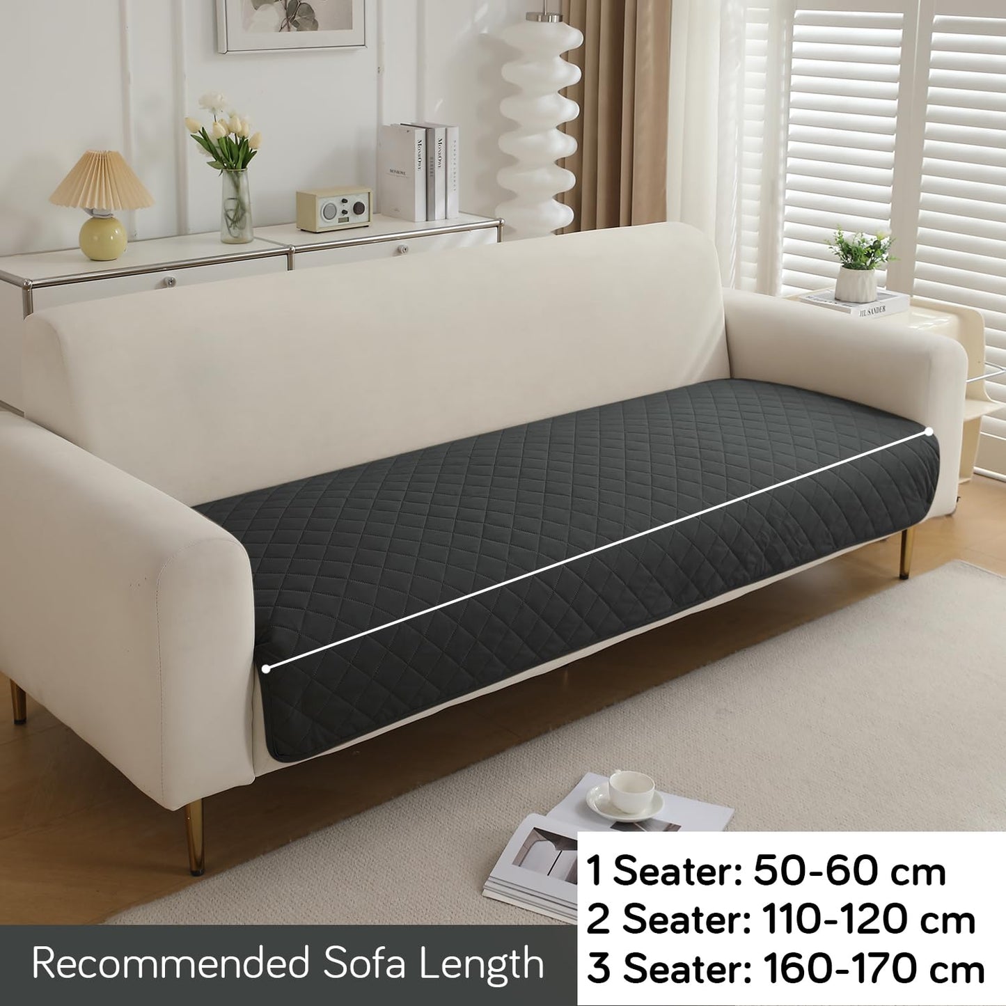Waterproof Anti-Slip Quick Dry Sofa Seat Mat for 1/2/3 Seater, Grey