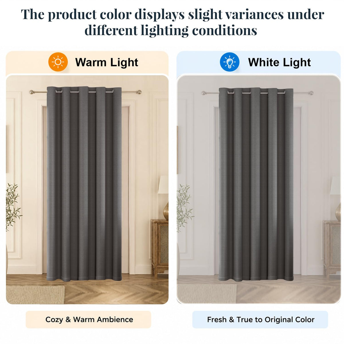 HOKIPO Horizon Dimout Eyelet Curtains, 7 Feet Long - Charcoal Grey - image 6
