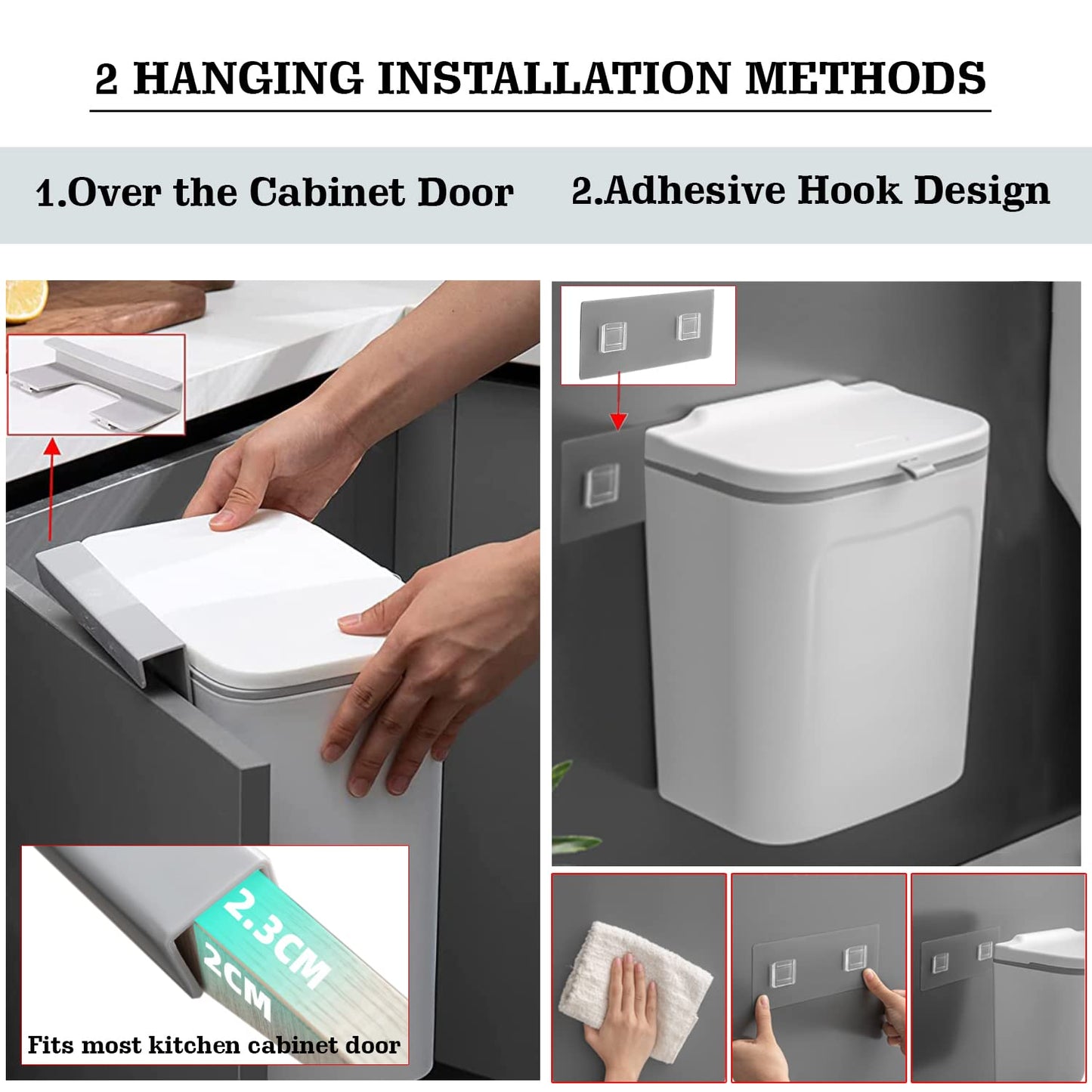 Plastic Hanging/Wall Mounted Dustbin For Bathroom Toilet Kitchen Home Or Office, White, Pack Of 1, Open-Top