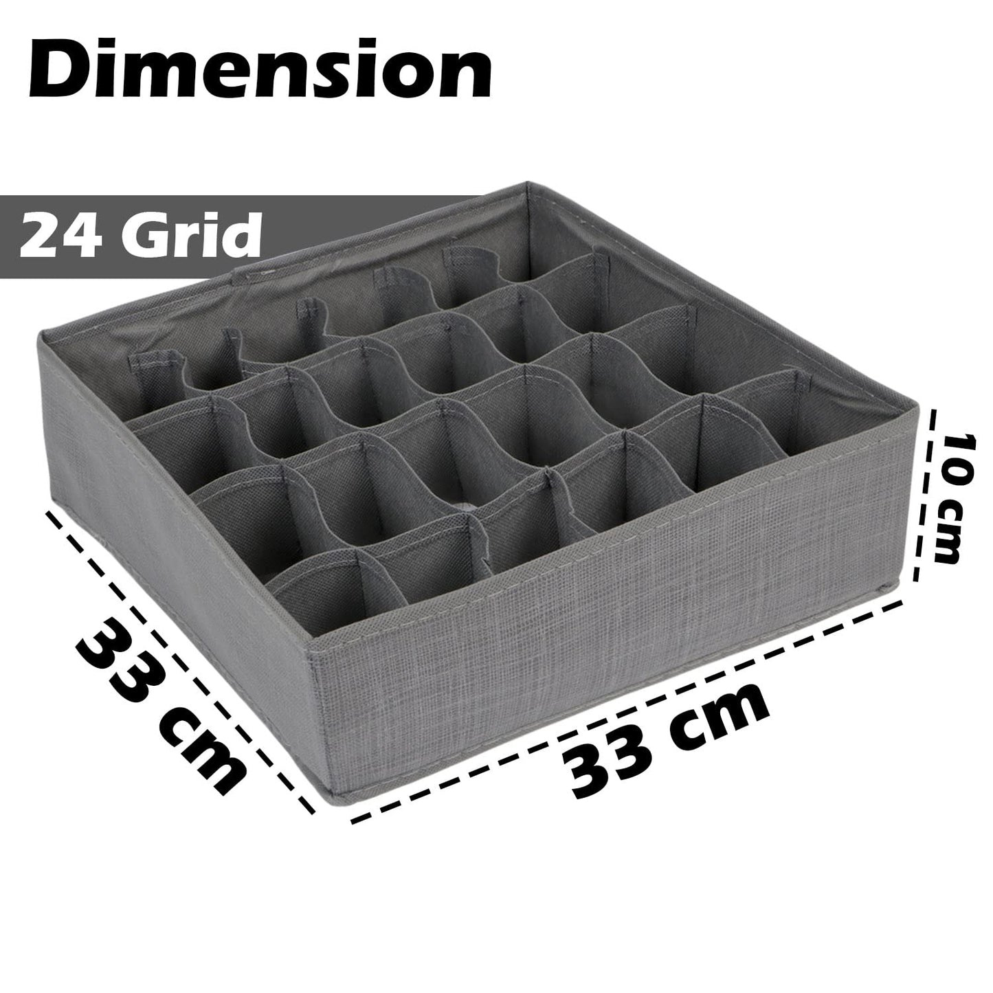 Non-Woven Fabric Undergarment Organizer Storage Box For Drawers Bra Panty Socks Tie Lingerie Organizer For Wardrobe, Grey