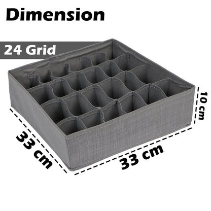 Non-Woven Fabric Undergarment Organizer Storage Box For Drawers Bra Panty Socks Tie Lingerie Organizer For Wardrobe, Grey