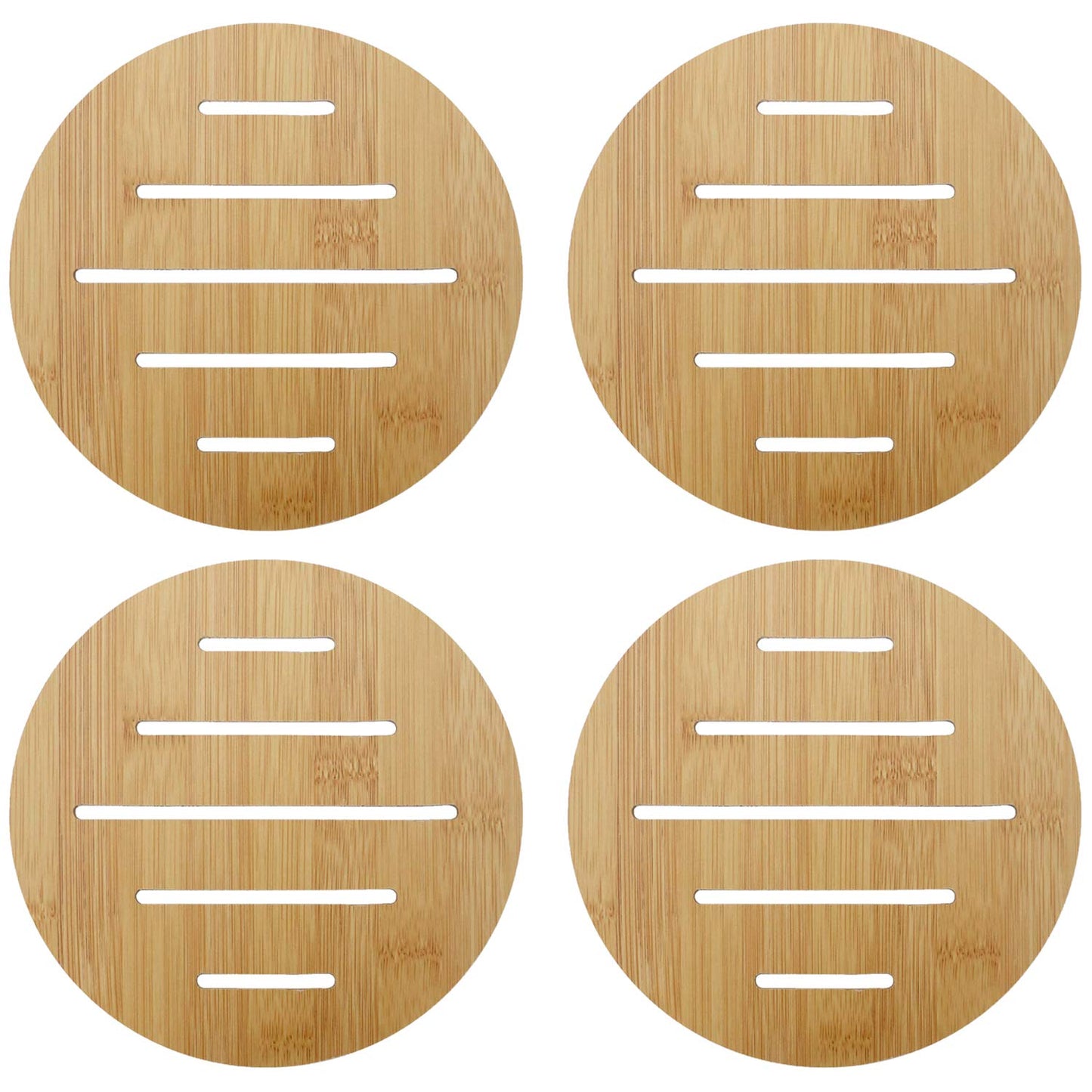 HOKIPO Eco-Friendly Extra Thick Bamboo Wooden Coasters for Dining Table Heat Pad for Kitchen - Pack of 2/4/6