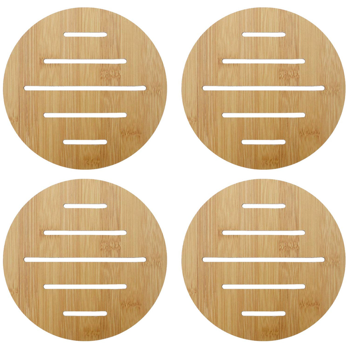 Eco-Friendly Extra Thick Bamboo Wooden Coasters for Dining Table Heat Pad for Kitchen - Pack of 2/4/6