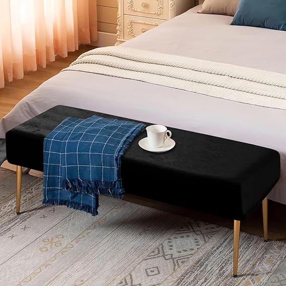 Elastic Fitted Dining Bench Cover, Black