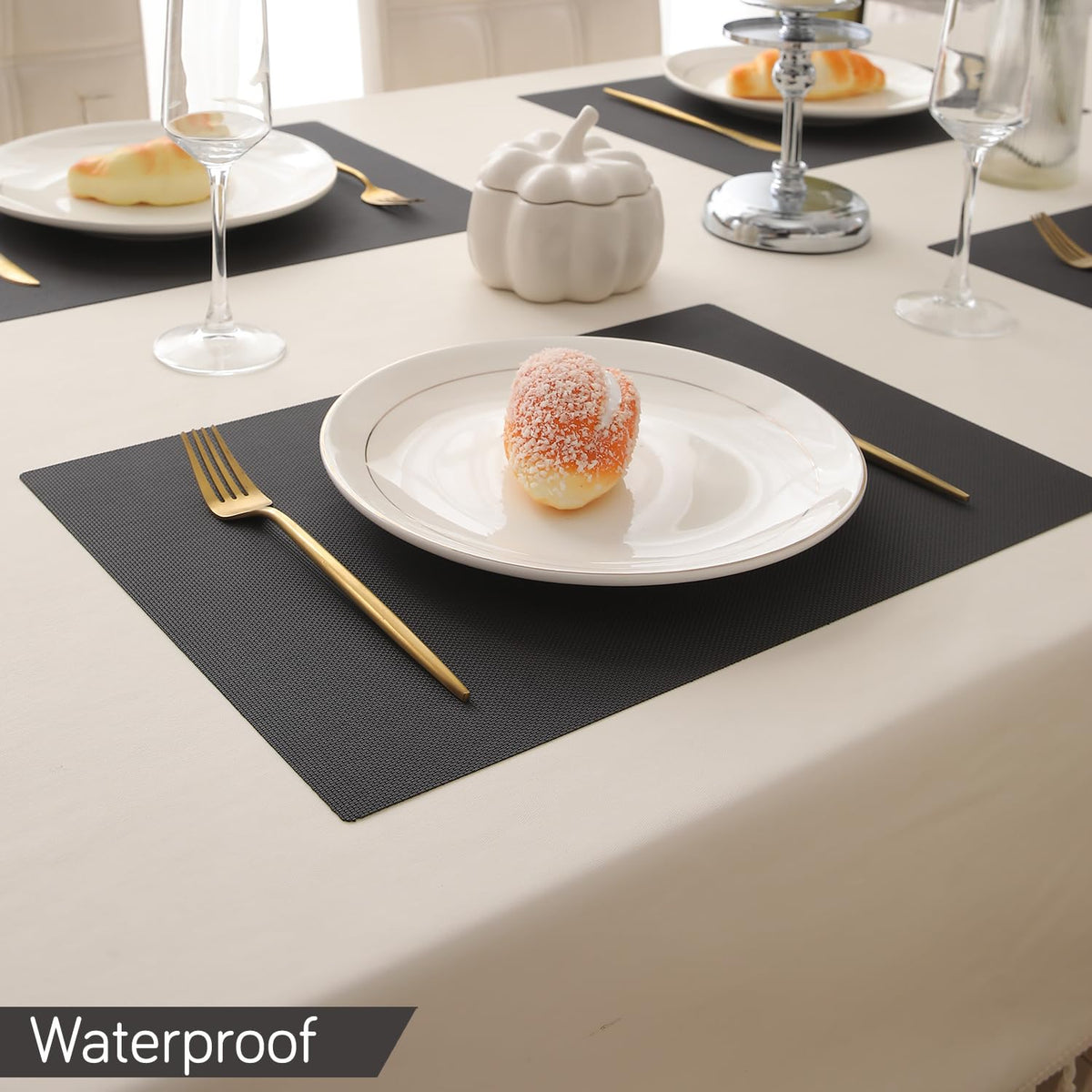 Buy chocolate brown pp waterproof dining table mat | HOKIPO