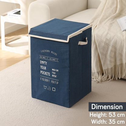 Foldable Laundry Basket for Clothes with Lid, Denim