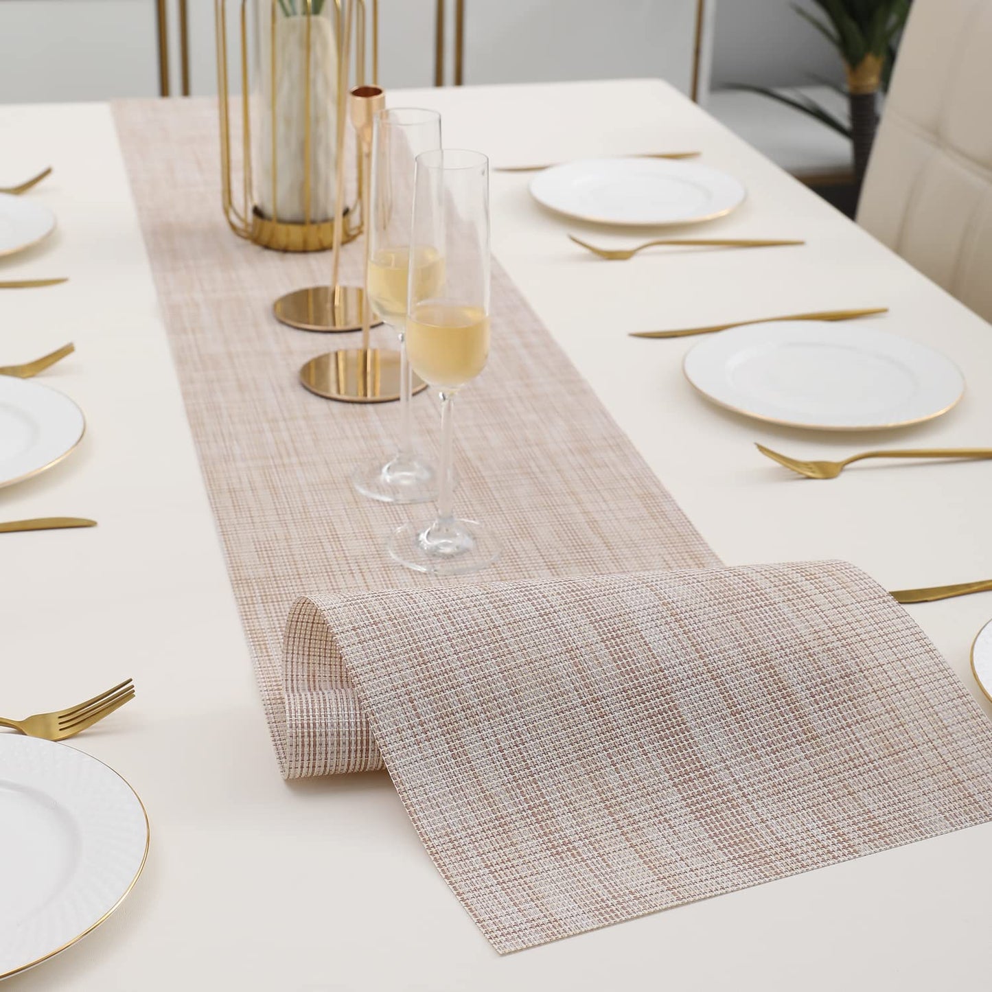 PVC Table Runner, Beige
