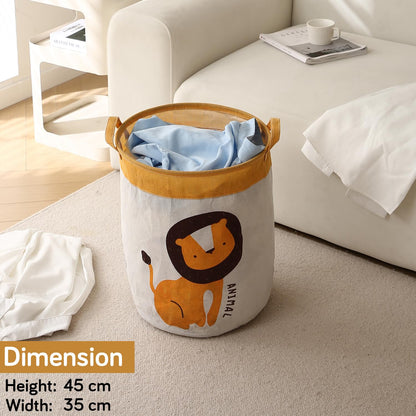 Kids Laundry Basket for Clothes, Toy Storage Bag, Lion