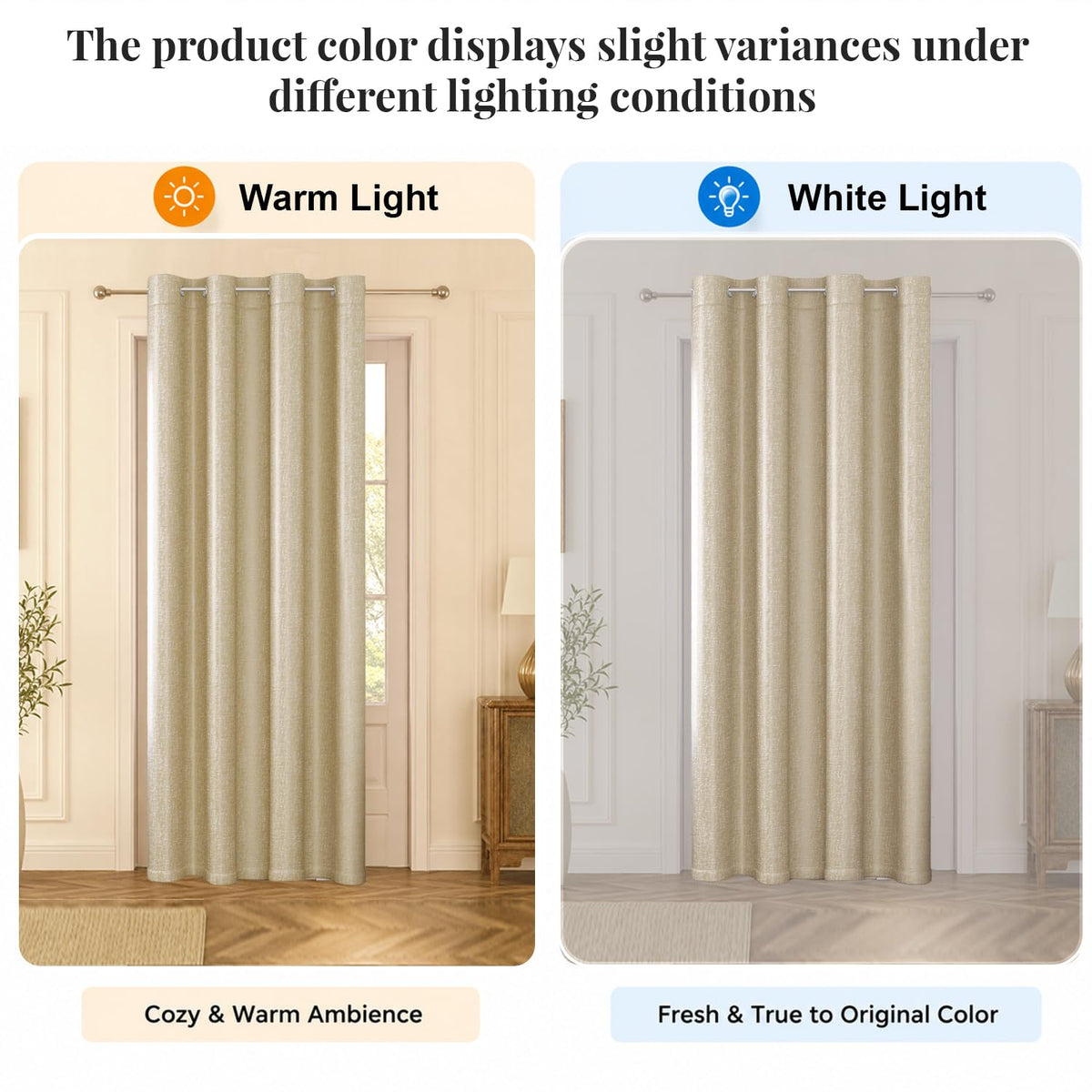 HOKIPO Imperia Eyelet Curtains, 7 Feet Long - Sand - image 6