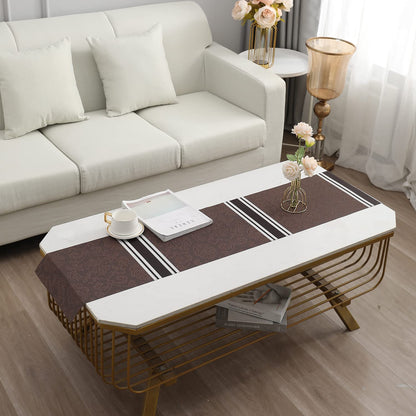 PVC Table Runner Dinner and Coffee Table, 30x135 cm, Damask Brown