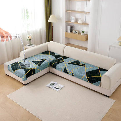 Waterproof Printed Quilted Quick Dry L Shape Sofa Seat Cover Mat, Multicolor Abstract Geometry