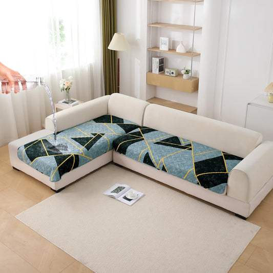 HOKIPO Waterproof Printed Quilted Quick Dry L Shape Sofa Seat Cover Mat, Multicolor Abstract Geometry