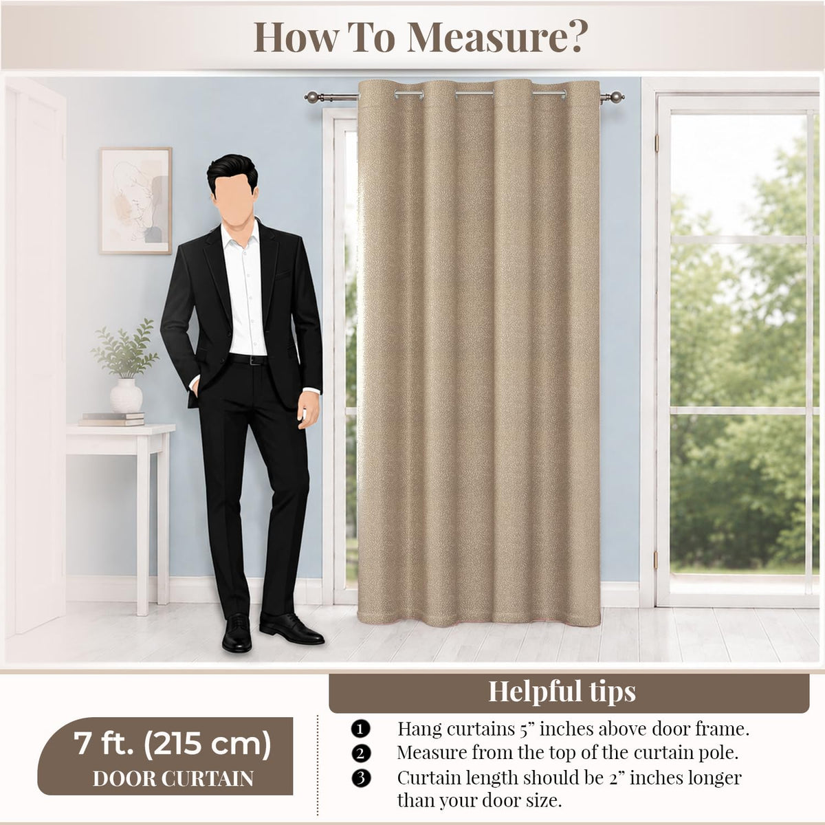 HOKIPO Eden Eyelet Curtains, 7 Feet Long - Mocha Brown - image 8