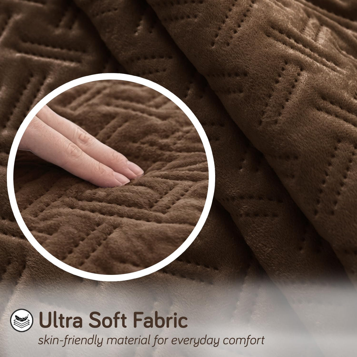 Premium Velvety Quilted Softline 5-Seater Sofa Cover (3+1+1), Chocolate Brown