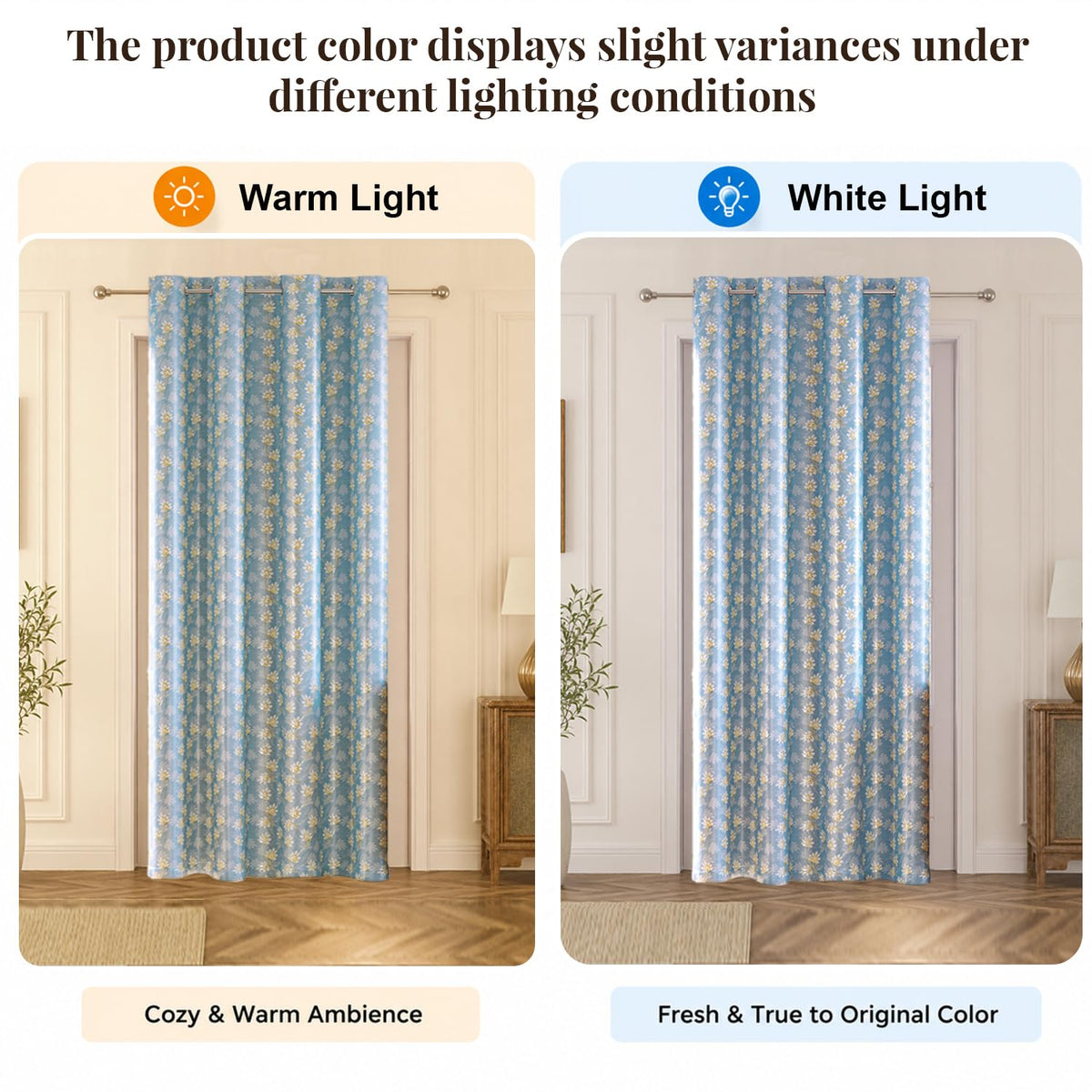 HOKIPO Vogue Shine Eyelet Curtains, 7 Feet Long - Denim Blue - image 6